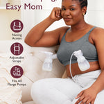 Momcozy Hands Free Pumping Bra, Adjustable Breast-Pumps Holding and Nursing Bra, Suitable for Breastfeeding-Pumps by Lansinoh, Philips Avent, Spectra, Evenflo and More(Grey,Medium)