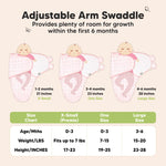 3-Pack Organic Baby Swaddle Sleep Sacks - Swaddles for Newborns, Infant 0-3 Months, Baby Girls, Boys, Soft & Snug Newborn Sleep Sack, Nursery Swaddling Blankets, Velcro Closure (Blossom)