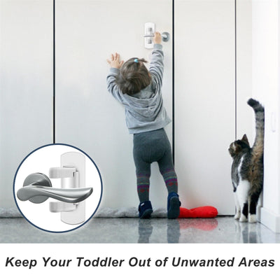 Matenf Childproof Door Lever Lock (2 Pack) Prevents Toddlers Pets From Opening Doors, Door Handle Lock for Babyproofing, Durable Safe ABS Material Strong Adhesive, No Drill Tool Needed Easy to Install