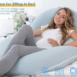 INSEN Pregnancy Pillows for Sleeping, Maternity Pillow with Cooling Cotton Cover, C Shaped for Pregnant Side Sleeping (Green Jersey)