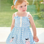 Kucnuzki Baby Girl Clothes 6 9 12 Months Toddler Girl Dress Summer Baby Clothes Blue Ruffle Dress Two Piece Cute Outfit