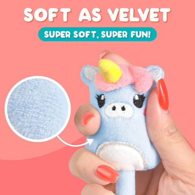 BUNMO Plush Cute Pens 3-Pack – Squishy Animal Pens w/Scented Glitter Ink Refills – Cat, Cow, Unicorn – Fun Writing, Doodling & Journaling for Kids & Teens