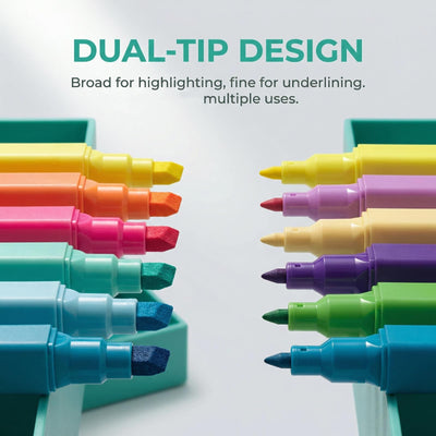 konket 12Pcs Dual Tip Highlighters, Pastel highlighters Quick Dry, Aesthetic Cute Markers, for Journaling Accessories School Supplies and Office (Macaron)