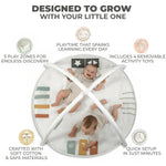 Beautiful Baby Play Gym and Tummy Time Mat - Soft Cotton Mat with 4 Cute Toys & Cards Creates The Perfect Activity Area for Your Girl/Boy - Stylish Infant Floor Playmat for Any Playroom Decor