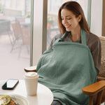 Blissful Diary Muslin Nursing Cover for Breastfeeding, Breathable Breastfeeding Cover up with Arch Neckline for Women, Nursing Apron (Roman Green)