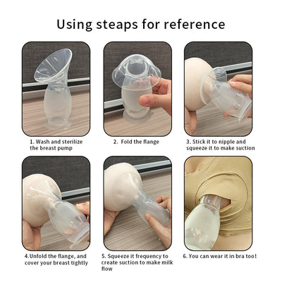 CMBEAR Silicone Manual Breast Pump - 4oz/100ml Capacity, Food Grade, Soft Bottle for Gentle Breast Milk Collection