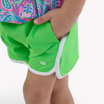RUGGEDBUTTS Boys UPF50+ Stretch Swim Trunks - Neon Lime, 3-6m