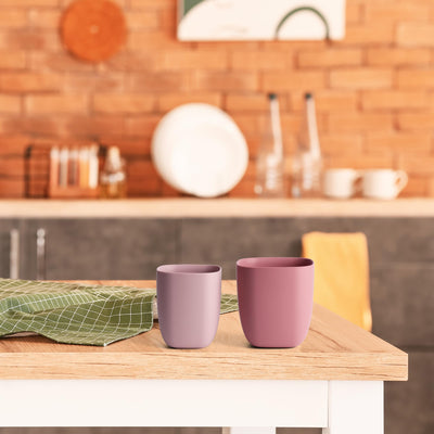 Mintlyfe Silicone Dinnerware Cups for Kids, Unbreakable Open Cup, 2 Pack Drinking Open Cups (Blush+Mauve)