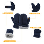 American Trends 2 Pairs Toddler Mittens Unisex Lined Fleece Gloves Winter Warm kids Mitten for Baby Boys and Girls, Black&navy, M(Fits 1-2 years)