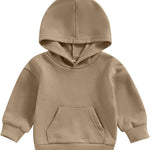 Toddler Baby Boy Girl Hoodies Solid Color Long Sleeve Kangaroo Pocket Hooded Sweatshirt Top Fall Winter Clothes