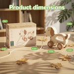 WoodenEdu Baby Toys Car,Wooden Pull Along Toddler Toy, Developmental Toy for 1 Year Old Girl Boy Birthday Gift (Cute Dog)