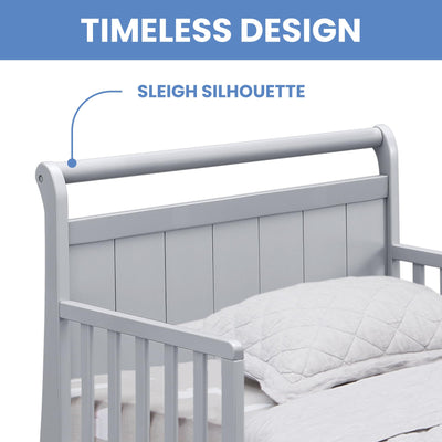 Delta Children Wood Sleigh Toddler Bed, Grey