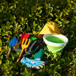 Kidz Gardening Set -Real Metal Gardening Tools Kit for Childrenz Includes Sturdy Shovel,Rake,Fork,Trowel,Kidz Garden Kit with Sun Hat,Apron,Gloves,Tote Bag,Sprayer and Bucket,Outdoor Gardening Gifts