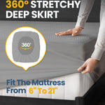 100% Waterproof Queen Mattress Protector with Enhanced Waterproofer, Breathable 3D Air Mattress Protector, Ultra Soft Cooling Mattress Cover Hypoallergenic Quiet Bed Cover Fits 6"-21"(Gray)