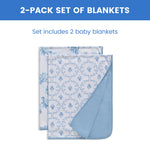 Delta Children 100% Organic Jersey Cotton Baby Receiving Blankets for Girls and Boys – 30x40 Inches - GOTS Certified (Pack of 2), Blue Botanicals
