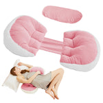 Trankerloop Pregnancy Pillow for Sleeping, Faux Fur Luxury Maternity Pillow, Support for Back, Legs, Belly, HIPS,Pink