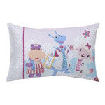 Disney Doc McStuffins - Cuddle Team Purple, White, & Blue 4Piece Toddler Bed Set - Comforter, Fitted Bottom Sheet, Flat Top Sheet, & Reversible Pillowcase, Lavender, Aqua, Pink, Yellow