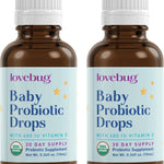 Lovebug Award Winning USDA Organic Probiotic for Infants & Babies | Helps with Colic, Reflux, Diarrhea, Constipation & Gas | Multi-Strain 5 Billion CFU | Liquid Drops | Ages 0-24 Months