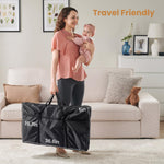 JOYMOR 3 in 1 Baby Bassinet, Bedside Bassinet for Baby, with Comfy Mattress and Wheels, 6 Height Adjustable Easy Folding Portable Bedside Crib for Newborn (Black)