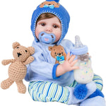 Aori Reborn Baby Boy Doll - 22 Inch Realistic Lifelike Weighted Newborn Boy with Ultra Soft Body, Pacifier, Outfit | Handmade Soft Vinyl Baby Doll for Kids 3+, Toddlers, Collectors