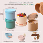 8.5 OZ Silicone Food Storage Containers, Baby Food Storage Jars with Airtght Lids and Snack Cup Lid, Freezer, Microwave and Dishwasher Safe, Reusable Snack Containers for Kids, Infant, Toddler, 4 Pcs