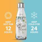 Chicco Stainless Steel Kids Water Bottle 4+ Years, 12oz Insulated Travel Bottle with Leak-Proof Twist Lid, Sweat-Free Design, Slim Size, BPA-Free, Teal