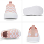 BACSAC Baby Toddler Shoes Boys Girls Infant Lightweight Breathable Walking Sock Sneakers 6-36 Months White Pink,9-12 Months