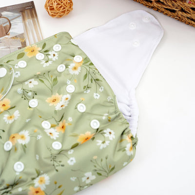 CoolaPeach 12 Set Reusable Adjustable Cloth Diapers for Newborn to 0-3 Years,One Size Washable Pocket Nappy Covers for Baby Girl and Boy,6 Pack Cloth Diapers+6pcs Microfiber Inserts (NCP05)