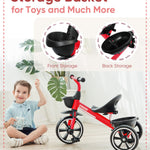 KRIDDO Kids Tricycles Age 24 Month to 4 Years, Trike for 2.5 to 5 Year Old, Gift Tricycles for 2-4 Year Olds, Trikes for Toddlers, Red