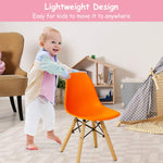 Costzon Kids Table and Chair Set, 5 PCS Mid-Century Modern Style Kids Desk Set w/Wood Legs, Iron Frame for Dining Drawing Playing & Strong Bearing Capacity, Toddler Table and Chairs (Colorful)
