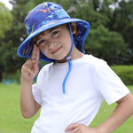 icolor Kids Sun Hat UPF50+ Sun Protection Bucket Hat Toddler UV Protection Summer Travel Beach Play Hats with Neck Flap for Girl Boy Ages 3~10 (Littledinosaur)