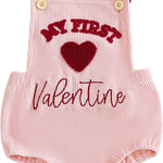 My First Easter Baby Girl Boy Outfit Newborn Letter Cross Romper Corduroy Sleeveless Overall Bodysuit 0-18 Months