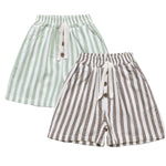 Ashmyova Classic Shorts for Boys Thin Cotton Stripe Elastics Waist Casual Summer Toddler Shorts Lightweight 2Pcs Size 6-12 Months