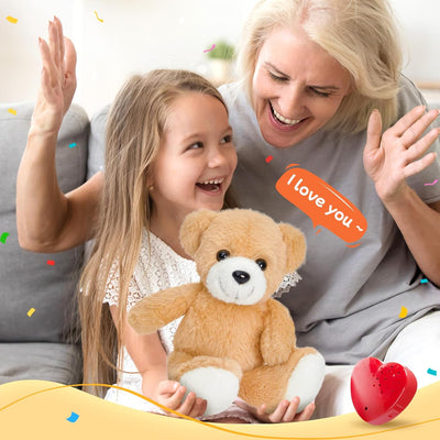 12" Heartbeat Recordable Teddy Bear,Voice Recorder Plush Toy Stuffed Animal Soft Fuzzy Doll Gifts Messages Recording Playback for Kids Birthday Children's Day