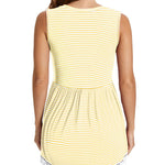 Xpenyo Womens Maternity Tank Top Sleeveless Lace Crochet Trim Peplum Cami Shirts Yellow Pinstripe 2XL
