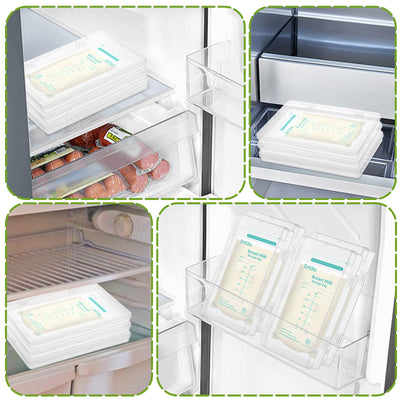 18 Pcs Clear Flat Breast Milk Freezer Storage Organizer Space Saving Breastmilk Storage Breastmilk Freezer Tray Breastfeeding Bag Organization, 7.48 x 5.11 x 0.67 in