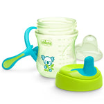 Chicco Semi-Soft Trainer with Bite-Resistant Spout and Spill-Free Lid 7oz.| Removable, Non-Slip Handles | Top-Rack Dishwasher Safe | Easy to Hold Ergonomic Indents | Green| 6+ months