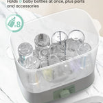 Grownsy Adjustable 4 in 1 Large Bottle Sterilizer and Dryer, 8 Bottles Capacity,Electric Steam Baby Bottle Sterilizer, Sanitizer for Baby Bottles & Pacifiers, Breast Pump Parts Green