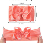 doboi Baby Girl Headbands, 12pcs Nylon Headbands with Big Baby Bows, Hair Accessories for Infant Newborn Toddler