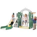 Merax 5-in-1 Toddler Slide and Swing Set, Kids Slide with Climber, Telescope and Storage Space, Outdoor Indoor Swing Slide Set for Toddlers Age 1+