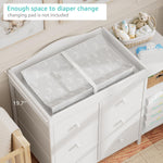 BOLUO Baby Dresser with Changing Table Top, Black Changing Table Dresser with 6 Fabric Drawers Diaper Changing Station with Storage Shelf for Nursery Modern