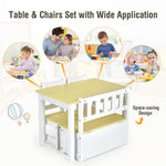 Costzon 2 in 1 Kids Table and Chair Set, Wood Activity Table with Toy Storage Bench & 2 Chairs for Children Reading, Arts, Crafts, Snack Time, Homework, Playroom, Toddler Table and Chairs (Natural)