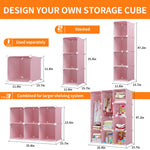 VIPZONE Baby Dresser, Kids Closet Organizers, Portable Kids Wardrobe for Closet, Bedroom, Nursery, Cubby, Cabinet, Clothes, Dress, Baby Storage Shelf, Armoire Clothes Hanging (12 Cube, Pink)