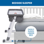 Simmons Kids By The Bed City Sleeper Bassinet - Adjustable Height Portable Crib with Wheels & Airflow Mesh, Grey Tweed