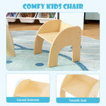 Costzon Kids Table and Chairs, Montessori Weaning Wooden Desk and Chair w/Wide Tabletop, Curved Edges, Space-Saving Design for Kids' Room, Nursery and Playroom, Toddler Table and Chair Set (Natural)