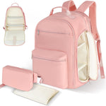 Diaper Bag Backpack with Changing Pad & Waist Bag, Large Diaper Bag Expandable for 2 Kids/Twins, Scientific Partition | Portable Side Access, Lightweight Travel Diaper Backpack for Mom Dad