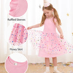 PATPAT Toddler Tutu Dress Girls Ruffle Tulle Pink Dresses Cute Summer Party Princess Sundress 4-5 Years
