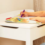 Melissa & Doug Wooden Child's Lift-Top Desk & Chair - White Play Desk and Chair Set for Toddlers and Kids Ages 3+