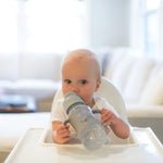 Dr. Brown's Milestones Wide-Neck Sippy Straw Bottle with 100% Silicone Handles and Weighted Straw, 9 oz/270 mL, Gray, 6m+