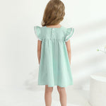 Kucnuzki Baby Girl Clothes Toddler Girls Summer Dress Ruffle Fly Sleeve Casual Sundress Square Neck Cute Outfit for Kids